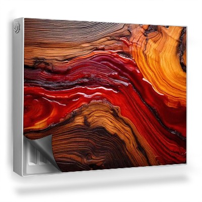 Dekoračný magnetický kryt na radiátor Textúra dreva s červenou živicou