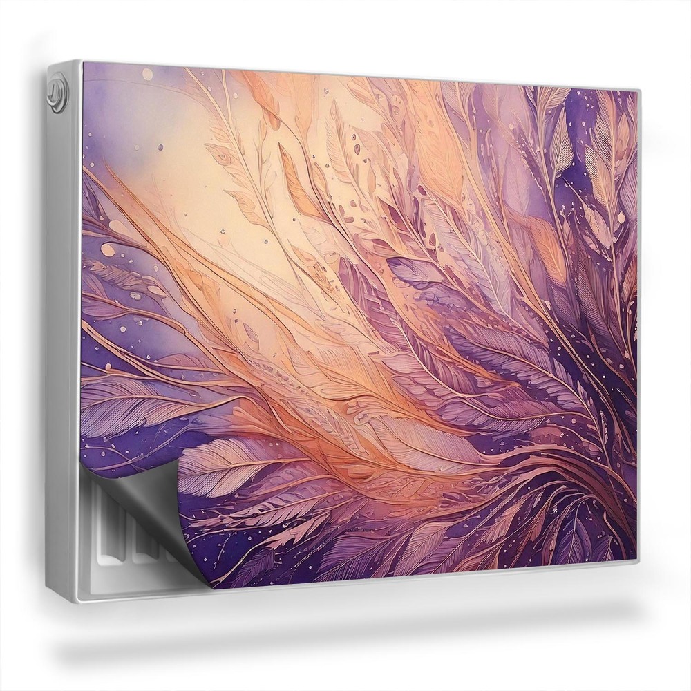 Dekoračný magnetický kryt na radiátor Maliarske ťahy štetcom, listy, perie