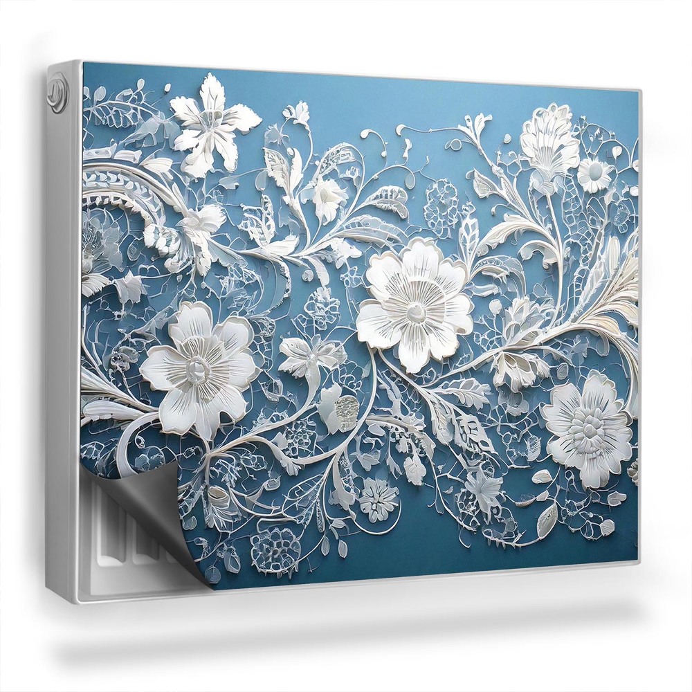 Dekoračný magnetický kryt na radiátor Ilustrácia háčkovaných kvetinových ozdôb