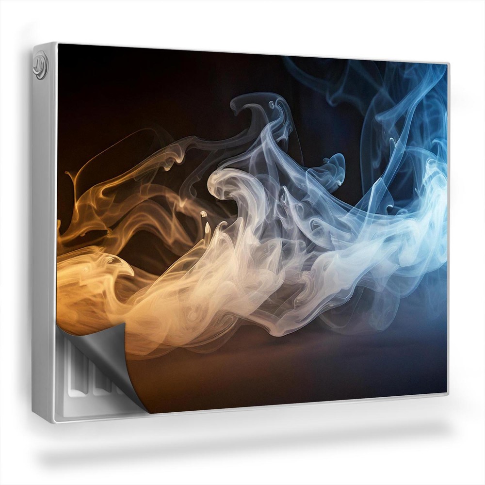 Dekoračný magnetický kryt na radiátor Farebný dym sa mení na hmlu, čierne pozadie