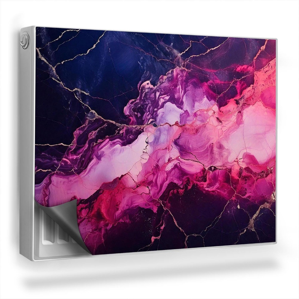 Dekoračný magnetický kryt na radiátor Čierny a ružový mramor s žilami