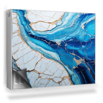 Magnetický kryt na radiátor Modrý a biely mramor s žilami