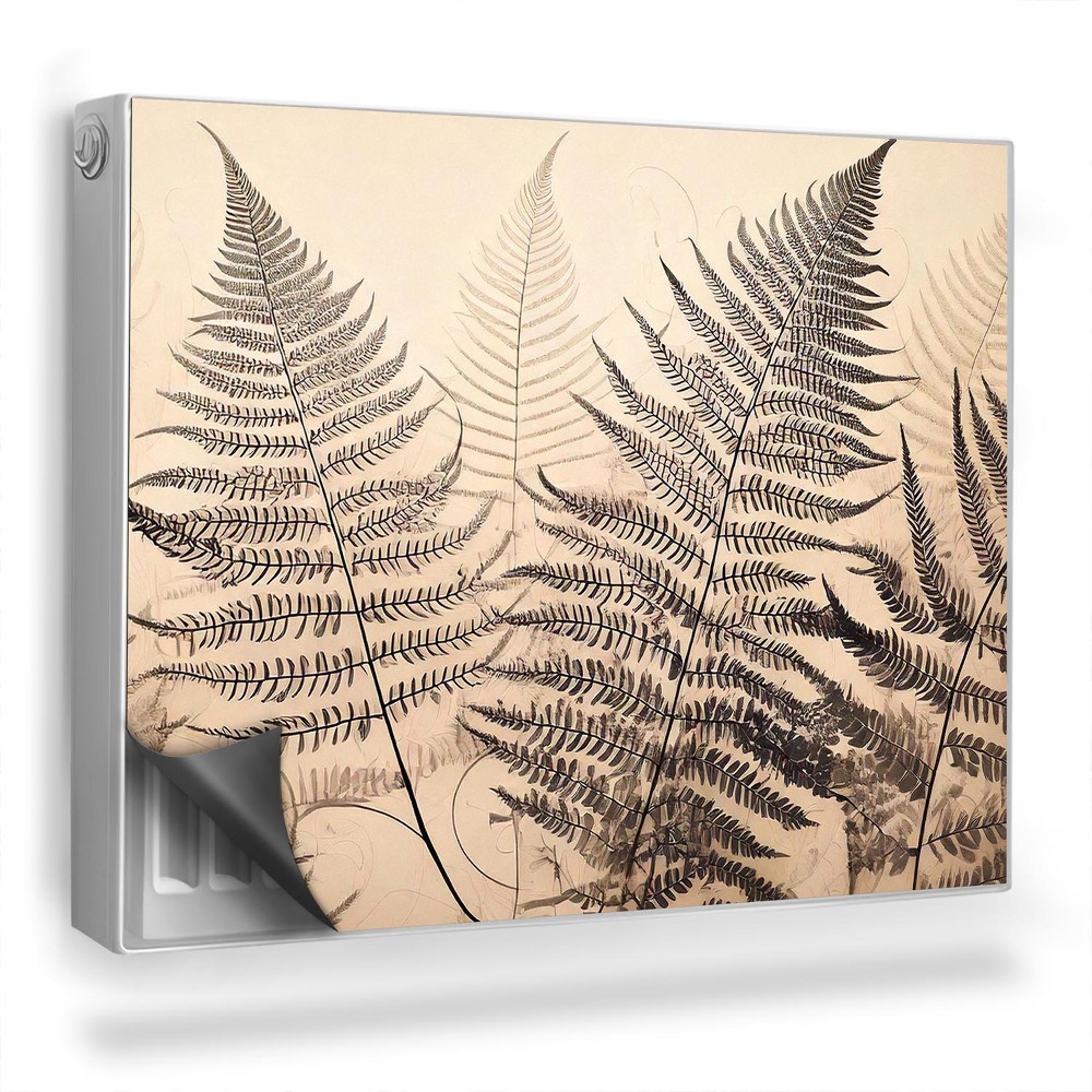 Dekoračný magnetický kryt na radiátor Vzor prírodnej papradie, svetlé teplé pozadie