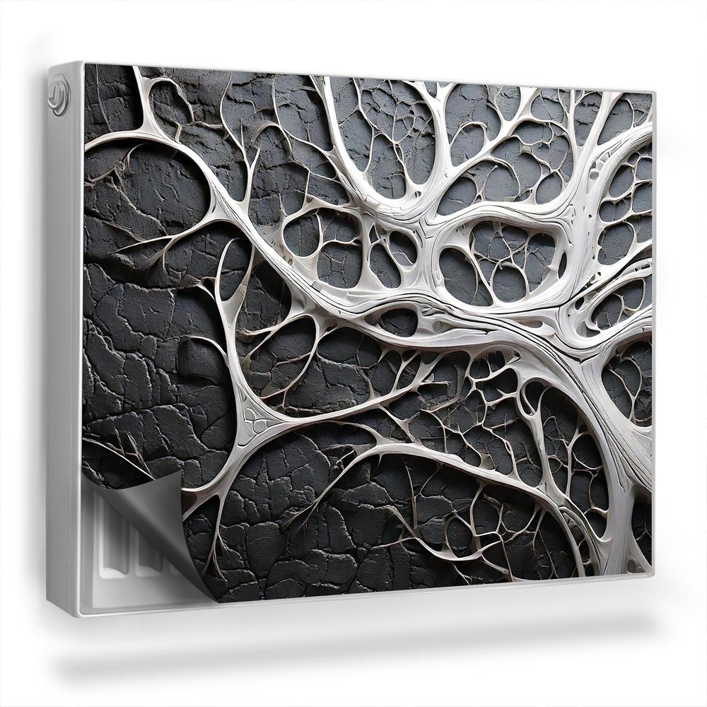 Magnetický kryt na radiátor Biely vzor pripomínajúci konáre, žily