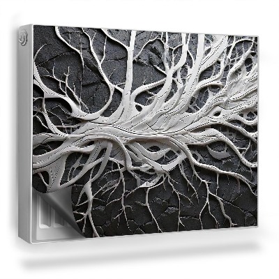 Dekoračný magnet na radiátor Biely vzor pripomínajúci konáre a korene