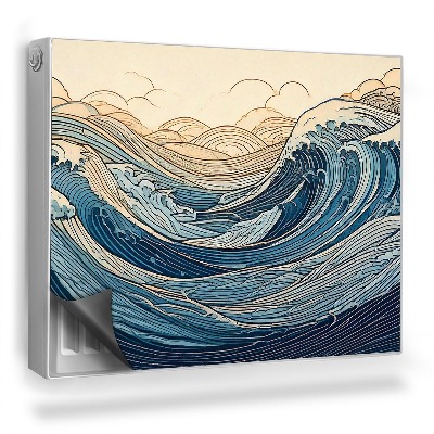 Magnetický kryt na radiátor Ilustrácia oceánskych vĺn vo farbách mora
