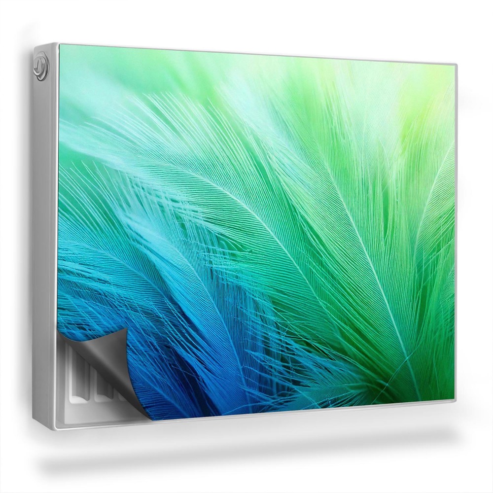 Dekoračný magnetický kryt na radiátor Jemné éterické pierka, svetlozelené