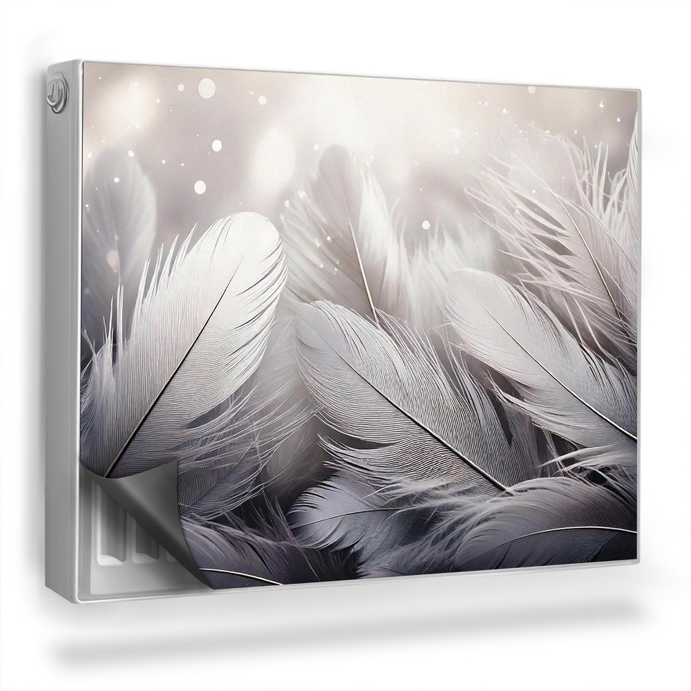 Dekoračný magnetický kryt na radiátor Mäkké vtáčie perie v žiari svetiel