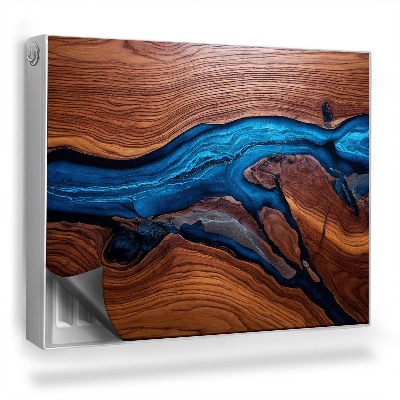 Magnetický kryt na radiátor Tmavé staré drevo, modrá živica