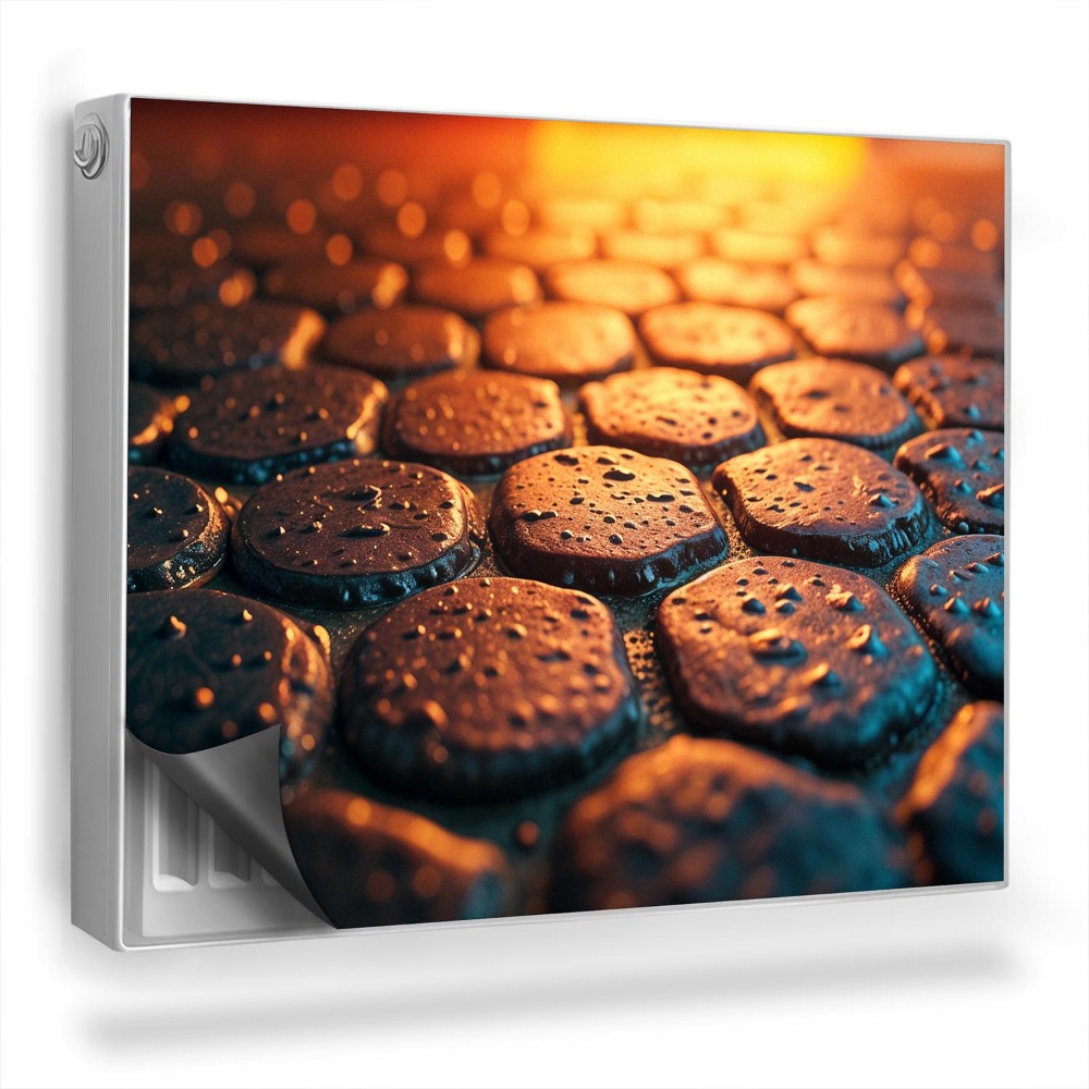 Dekoračný magnetický kryt na radiátor Podlaha na slnku, dekoratívne surové šesťuholníky