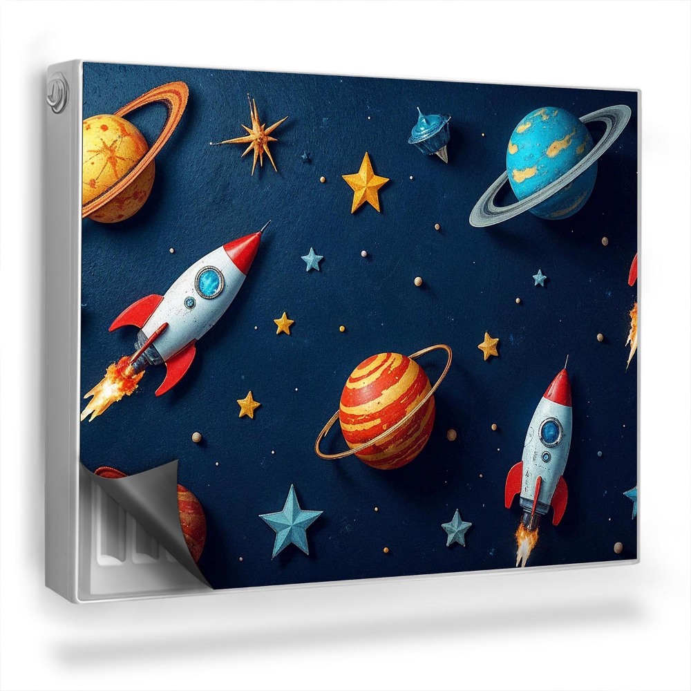 Magnetický kryt na radiátor Ilustrácia vesmíru, planét, hviezdy, rakety