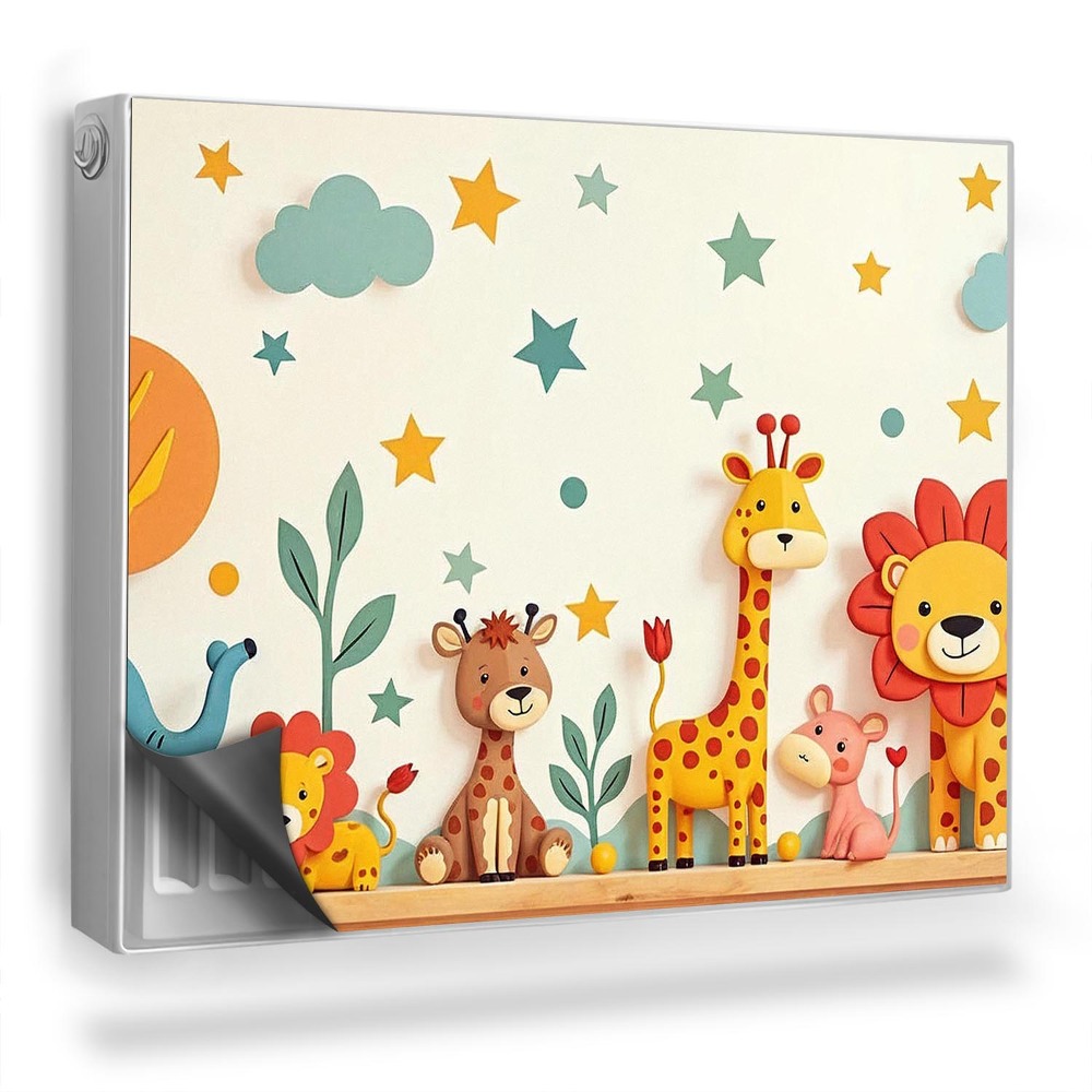 Dekoračný magnetický kryt na radiátor Ilustrácia roztomilých pastelových zvieratiek