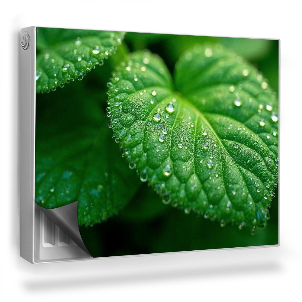 Dekoračný magnet na radiátor Detailný záber na list a kvapky rosy