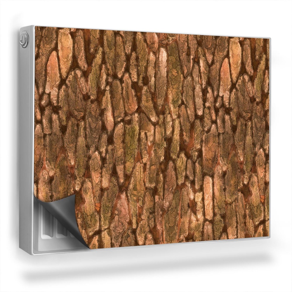 Dekoračný magnetický kryt na radiátor Detailný záber na kôru stromu v prírodných farbách