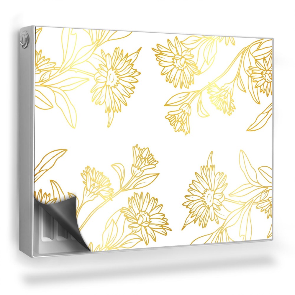 Dekoračný magnetický kryt na radiátor Lineárne znázornenie divokých kvetov a listov