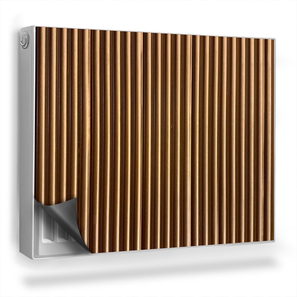 Dekoračný magnetický kryt na radiátor Tmavé, prírodné drevené lamely, vertikálne