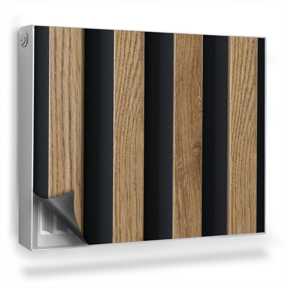 Dekoračný magnetický kryt na radiátor Drevené lamely, módne dosky, tmavá stena