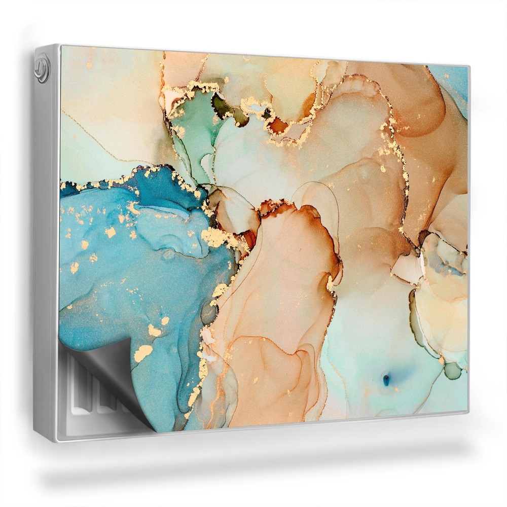 Dekoračný magnetický kryt na radiátor Béžové a modré akvarelové škvrny