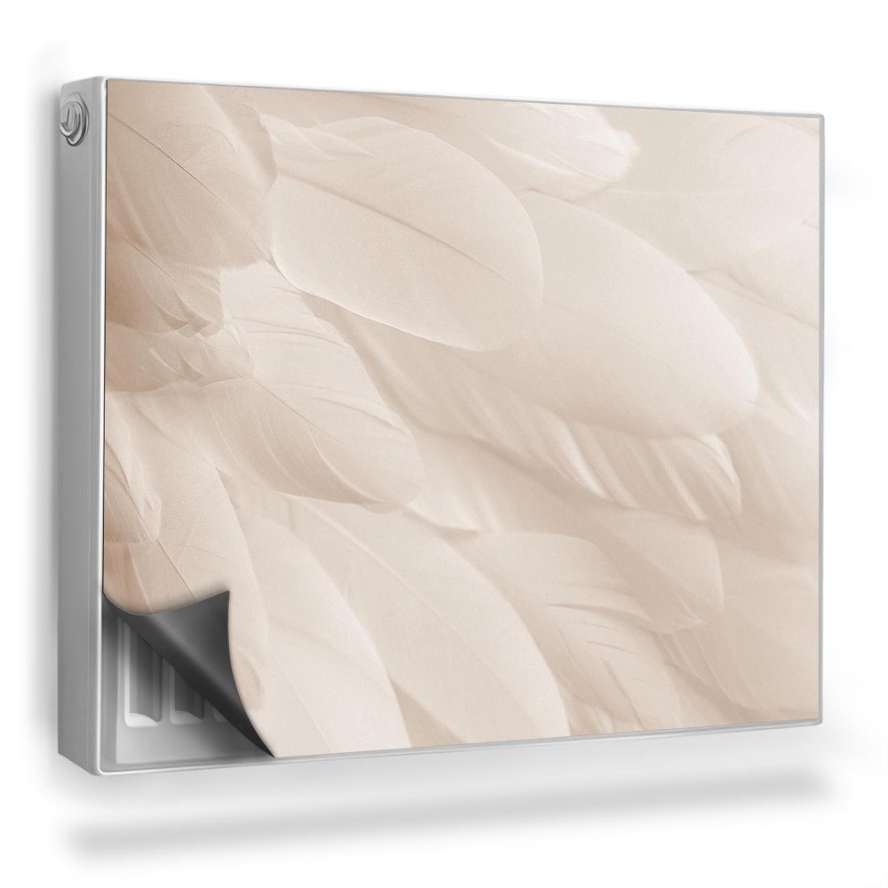 Dekoračný magnetický kryt na radiátor Krémové pierka vtáčie krídla v boho štýle