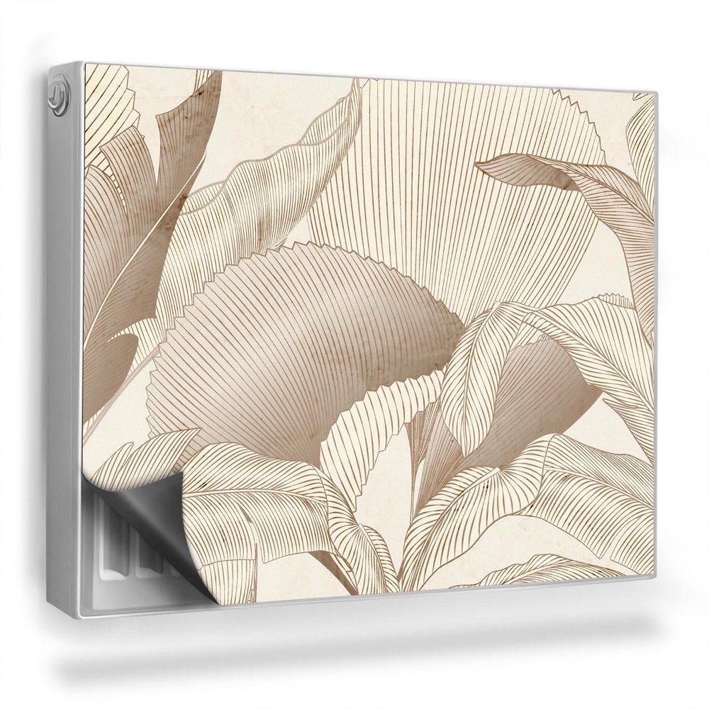 Dekoračný magnetický kryt na radiátor Lineárne listové vzory, prírodné farby