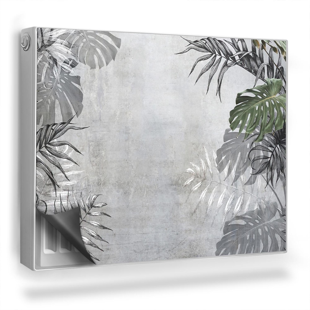 Magnetický kryt na radiátor Betónová textúra a tropické listy boho