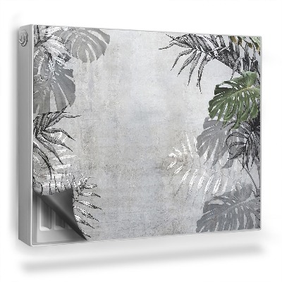 Magnetický kryt na radiátor Betónová textúra a tropické listy boho