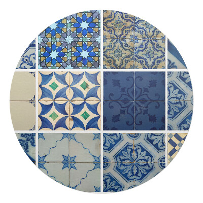 Podložka pod stoličku na kolieskach okrúhla Dlaždice v retro štýle