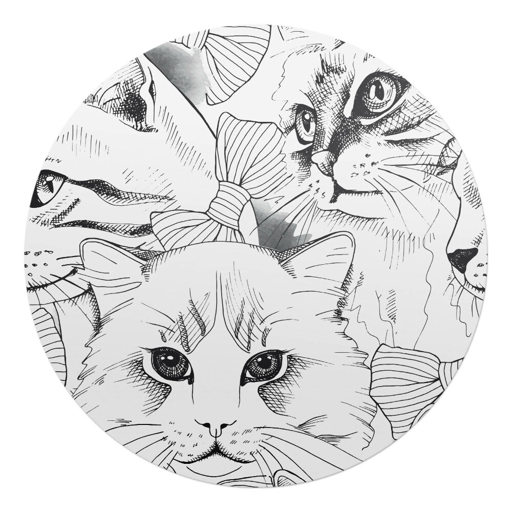 Podložka pod stoličku na kolieskach okrúhla Mačky s mašľami