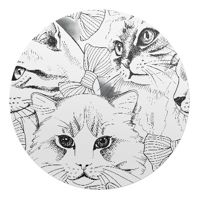 Podložka pod stoličku na kolieskach okrúhla Mačky s mašľami