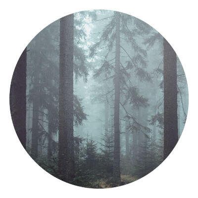 Podložka pod kolieskovú stoličku okrúhla Hmlistý ihličnatý les