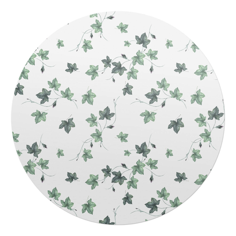 Podložka pod kolieskovú stoličku okrúhla listy brečtanu na bielom