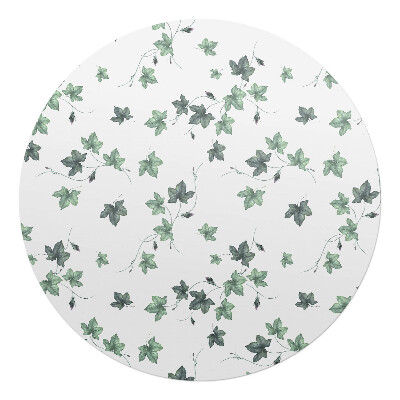Podložka pod kolieskovú stoličku okrúhla listy brečtanu na bielom