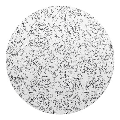 Podložka pod kolieskovú stoličku okrúhla Kvetinový obrysový vzor