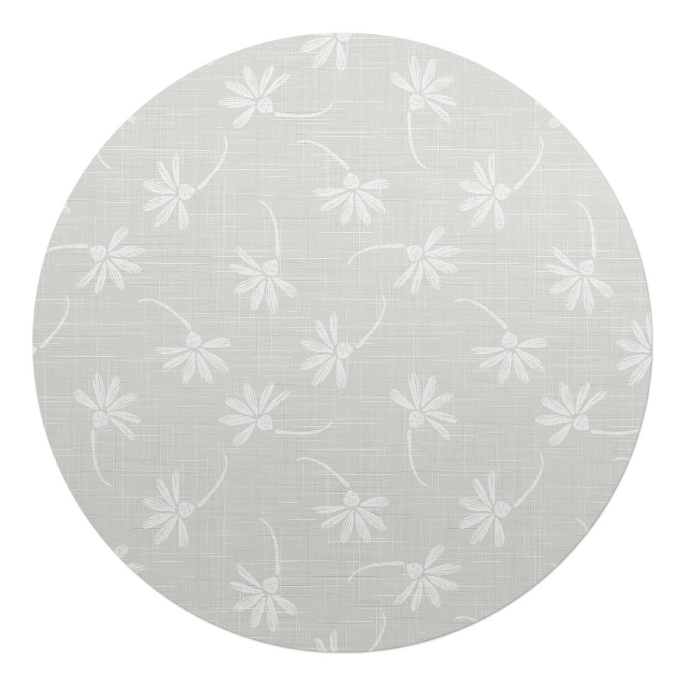 Podložka pod kolieskovú stoličku okrúhla Kvetinový vzor na látke