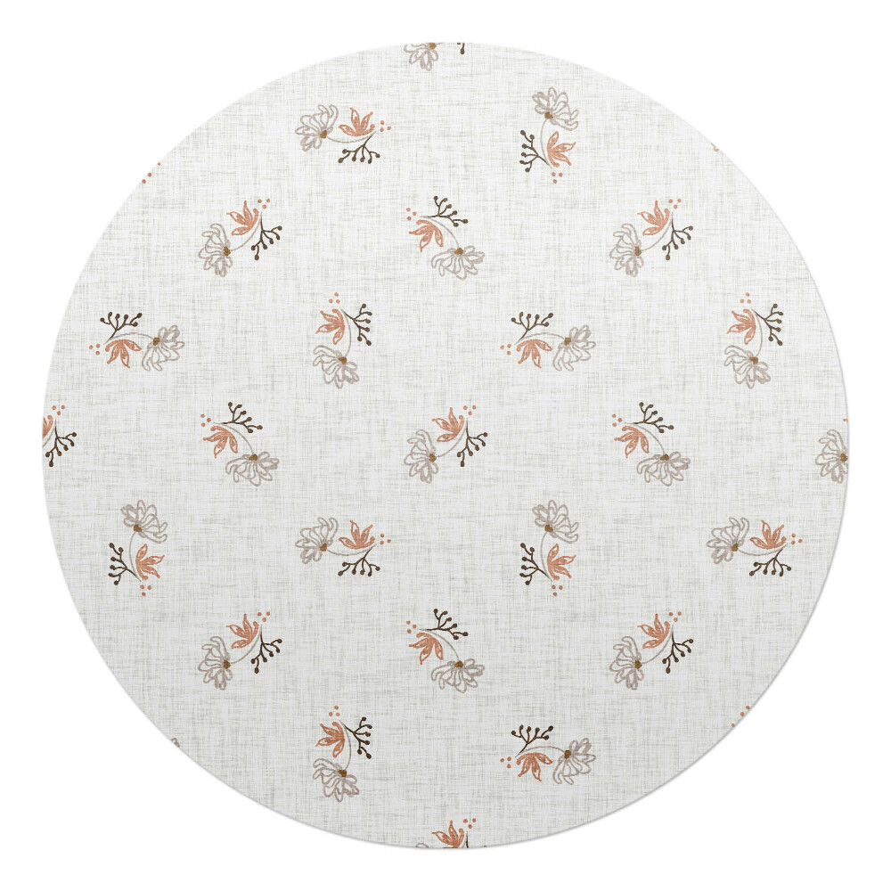 Podložka pod kolieskovú stoličku okrúhla Jemné retro kvety
