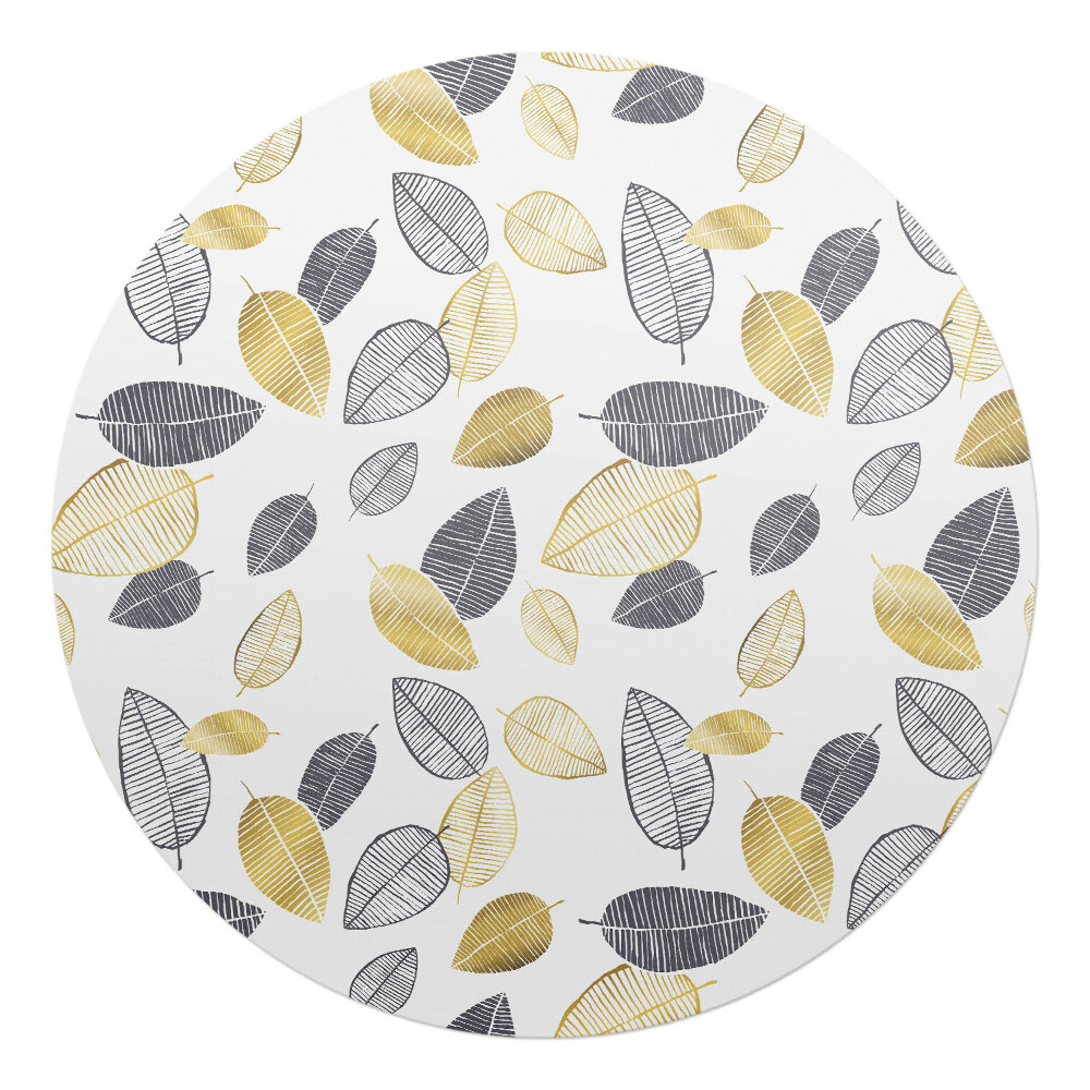 Podložka pod kolieskovú stoličku okrúhla Listový retro vzor