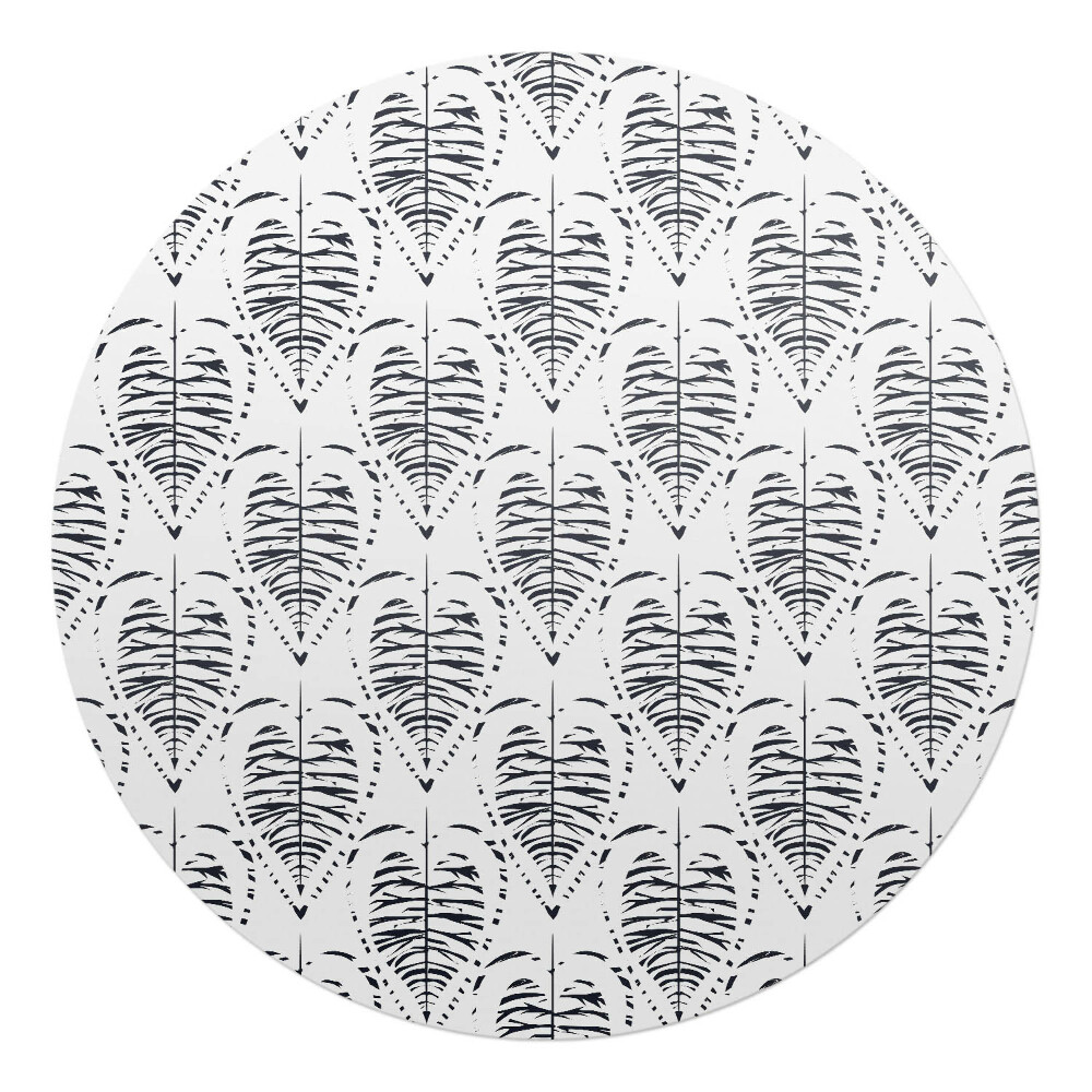 Podložka pod kolieskovú stoličku okrúhla Listy symetria retro