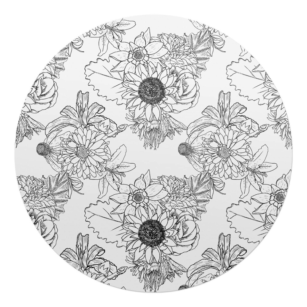 Podložka pod kolieskovú stoličku okrúhla Kvetinový lineárny vzor