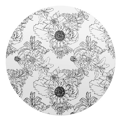 Podložka pod kolieskovú stoličku okrúhla Kvetinový lineárny vzor