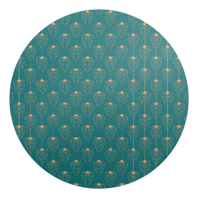 Podložka pod kolieskovú stoličku okrúhla Listový retro vzor