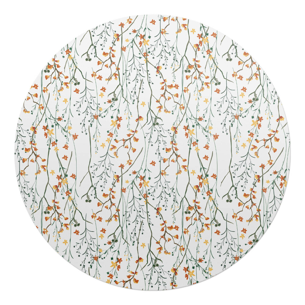 Podložka pod stoličku na kolieskach okrúhla Jesenné kvety vetvička