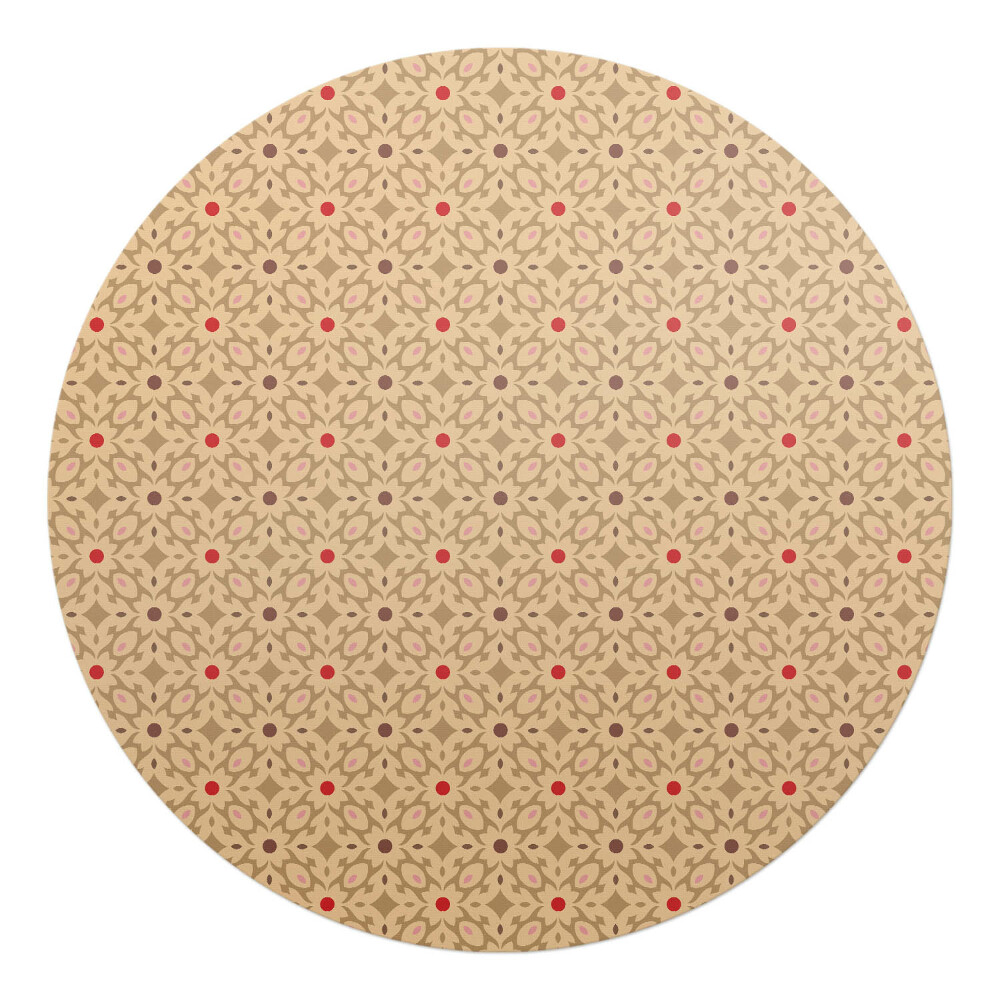 Podložka pod kolieskovú stoličku okrúhla Retro kvetinový vzor