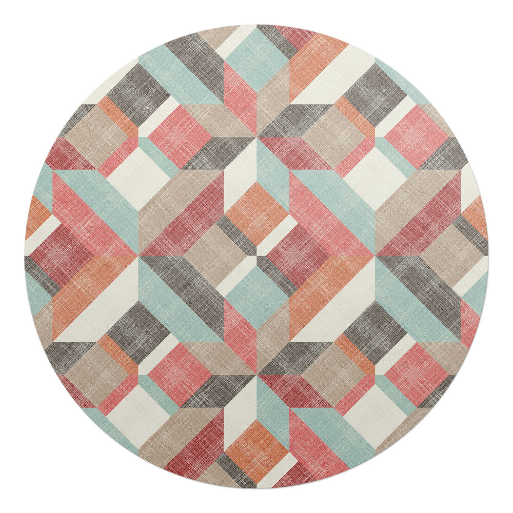 Podložka pod kolieskovú stoličku okrúhla Geometrický retro vzor