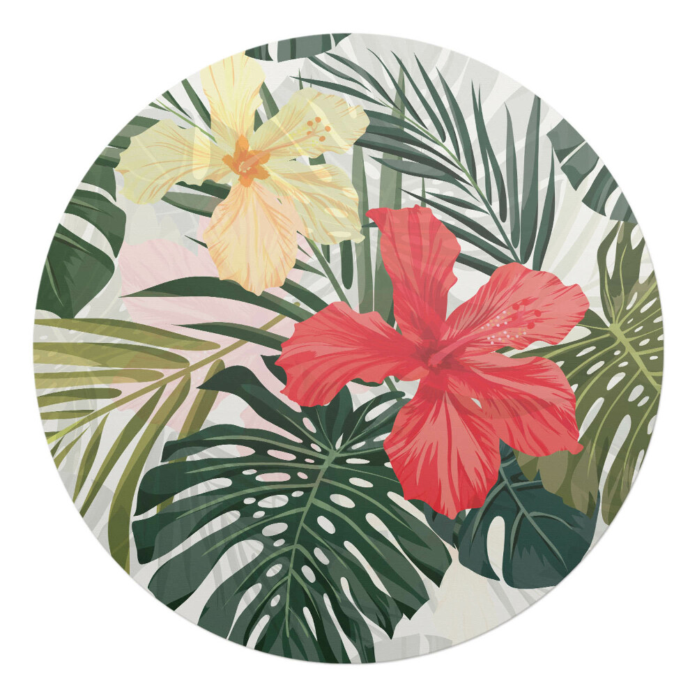 Podložka pod stoličku na kolieskach okrúhla Listy tropických kvetov