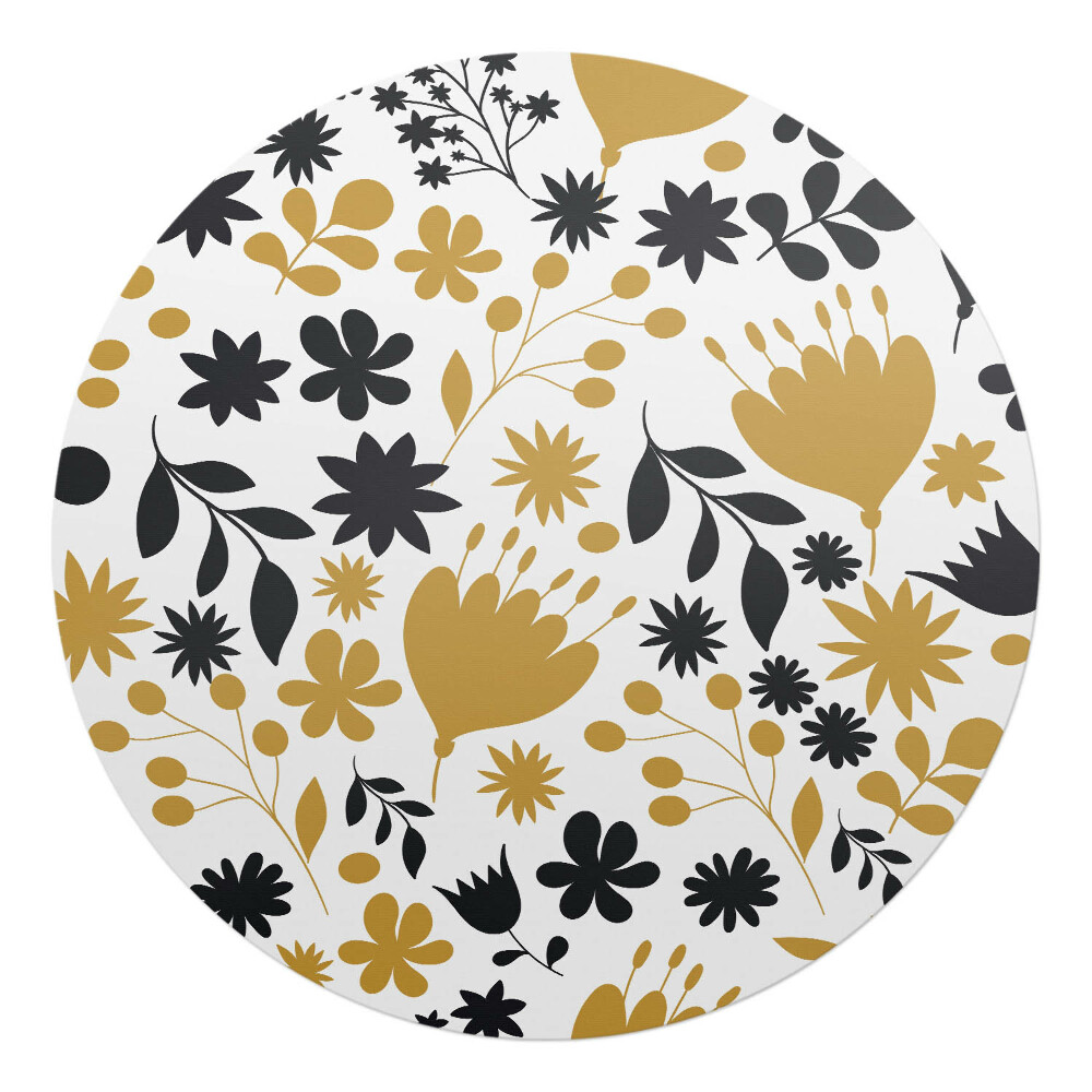 Podložka pod kolieskovú stoličku okrúhla Retro kvetinový vzor