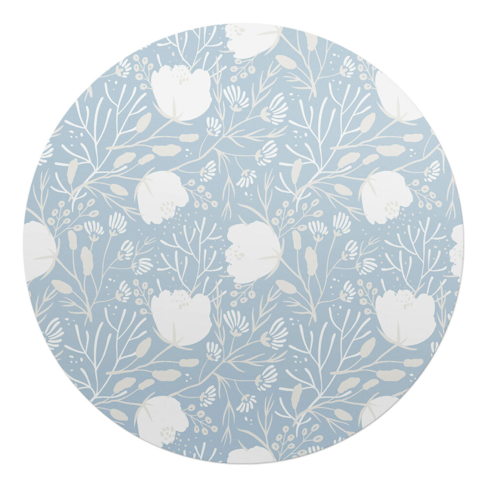 Podložka pod kolieskovú stoličku okrúhla Retro kvetinový vzor