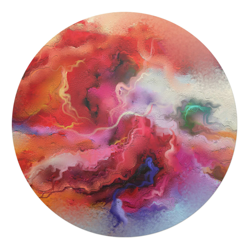 Podložka pod kolieskovú stoličku okrúhla Abstraktná búrka farieb