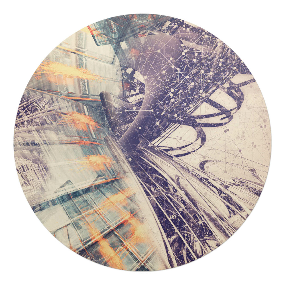 Podložka pod stoličku okrúhla Abstraktná sieť čiar