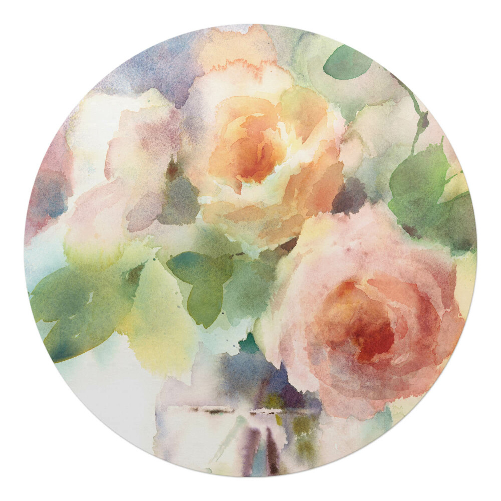 Podložka pod stoličku okrúhla Akvarelové kvety