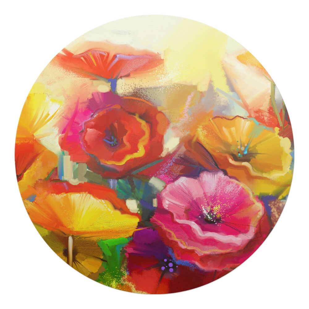 Podložka pod kolieskovú stoličku okrúhla Kvety v abstrakcii